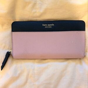 New Kate Spade New York Continental Zip-Around Wallet, Violet Mist & Navy Blue